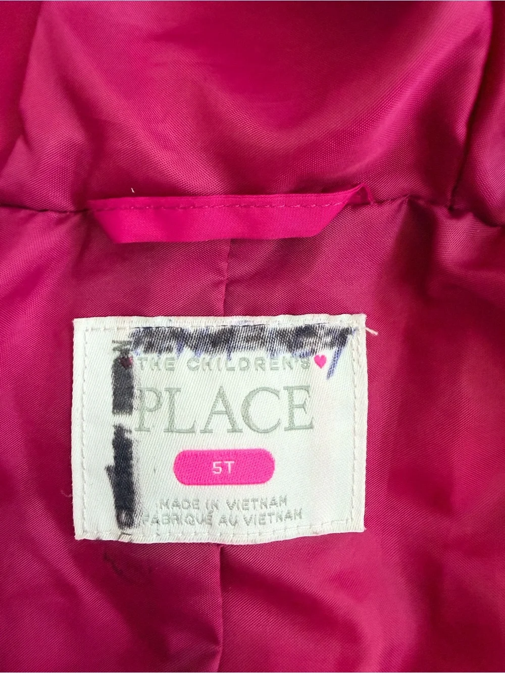 The Children's Place Hooded Puffer Jacket in Bright Magenta